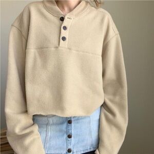Vintage Cropped Henely Pullover. Size XL.